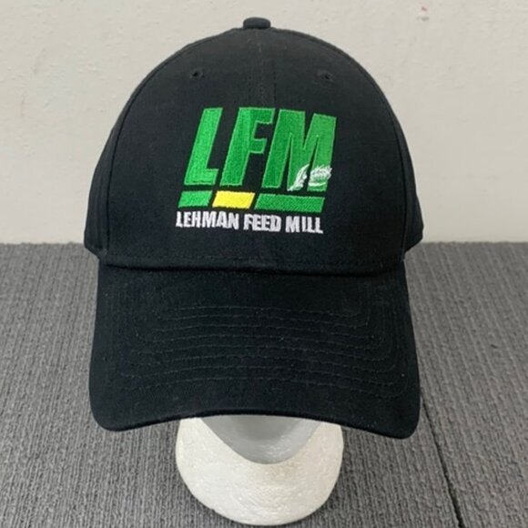 LFM Lehman Feed Mill Baseball Hat Mens OSFM Black Strapback Cap New Era 9Forty - Picture 1 of 14